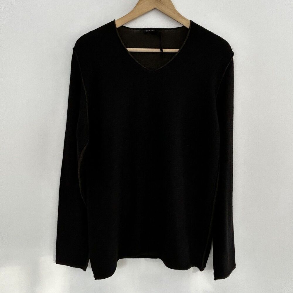 Phil Petter Men's 100% Wool Sweater Size Medium V-Neck Made in Austria Black